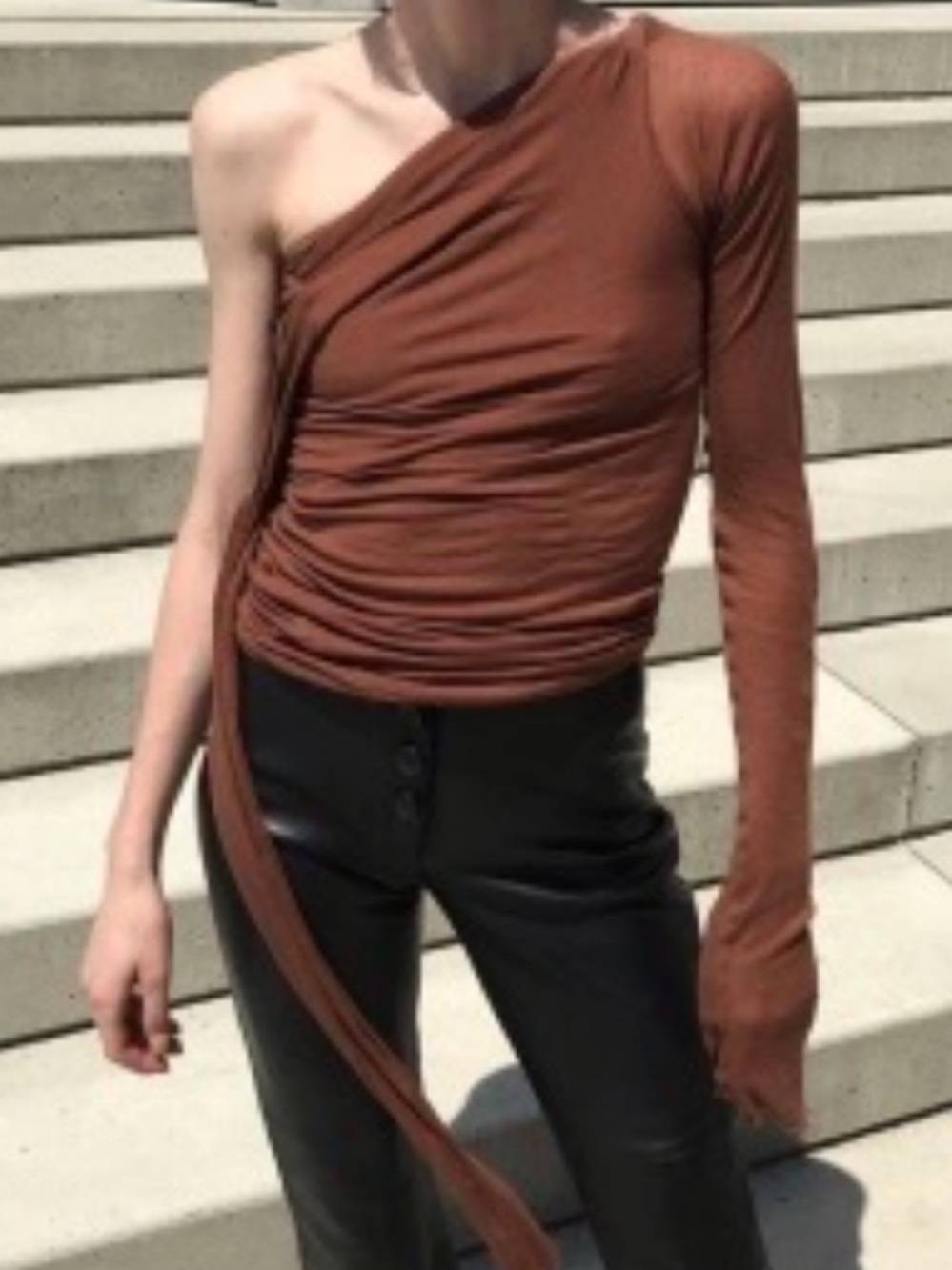 Rick Owen’s Lillies Brown Cowl Neck Long Sleeve top - Picture 13 of 13